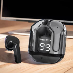 Fon Telinga Dalam Telinga Lutsinar Tanpa Wayar TWS | Paparan LED | Bluetooth 5.3 | Permainan & Muzik | Fon TWS Lutsinar Fon TWS Lutsinar