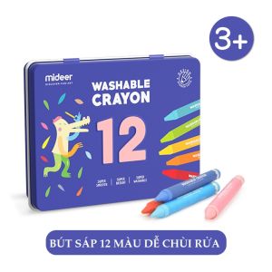 Bút sáp Mideer hộp sắt 12 màu  bút màu vẽ an toàn cho bé có thể chùi rửa được - washable crayon 12 color My mickey shop