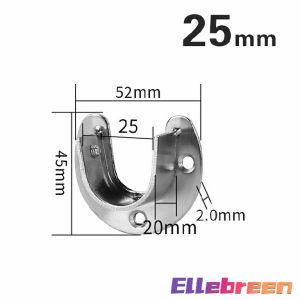 U Shaped Stainless Steel Closet Pole Sockets Flange Set Rod Holder with Screws for Easy Installation&Quick Removal