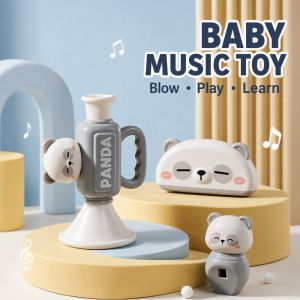 Baby‘s Mommy 3 Pcs Kids Musical Instrument Toy Set Trumpet Harmonica Whistle Early Educational Blowing Music Toy Oral Muscle Training Safe ABS For Toddlers 3 Years Old