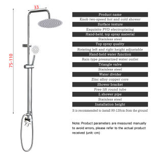 GUGA Shower Set with Faucet 4-in-1 Full Stainless Steel Square/Round Bathroom Shower Height Adjustable Shower