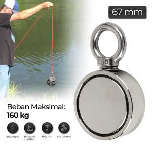 Kuat 330kg Magnet Gantungan Super Kuat Round Hook Strong Neodymium 330kg - 240kg 90mm Bulat Alat Untuk Memancing Logam Di Laut Sungai - J75