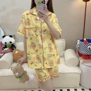 ชุดนอนไหมอิตาลี บิ๊กไซส์ แขนสั้นขาสั้นลายการ์ตูน ผ้าบางเบาใส่สบาย R52