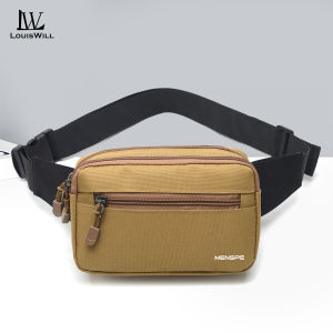 LouisWill Men Sports Waist Bag Fashion Men Bag Chest Bag Shoulder Bag Sports Bag Waterproof Oxford Three Zipper Large Capacity Design Running Bag Portable Gym Bag for Running Cycling Hiking Walking