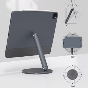Giá Đỡ Nhôm nguyên khối cho máy tính bảng-iPad Hít Nam Châm Đế Xoay 360 WIWU Hubble Tablet Stand ZM-310