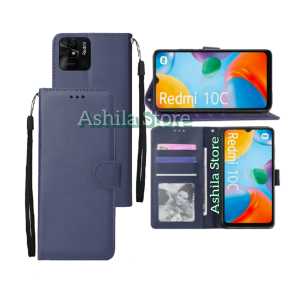XIAOMI REDMI 10C Case Wallet Casing Dompet  Flip Cover Leather Premium Sarung Buku HP Bisa Standing