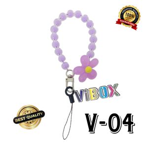 Vibox Gantungan hp korean Pearl Flower Chain Pelindung Rantai Manik Warna Candy Kait Shell Lanyard transparan