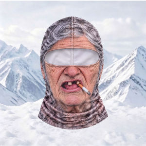 KEBIDU Realistic Old Man Ski Balaclava Funny 3D Face Print Winter Full Face Mask Windproof Breathable Eye Opening Goggle Friendly Outdoor Accessory