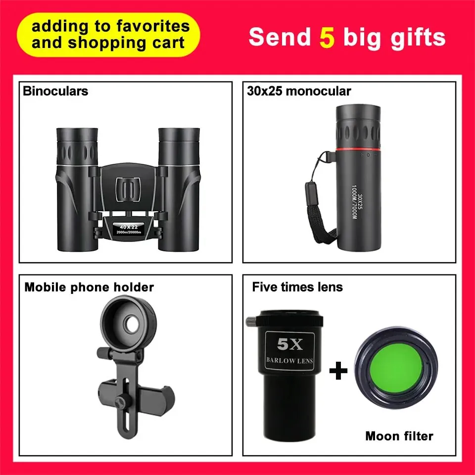 875x Zoom Moon Planet Star Hd Gifts Night Professional Monocular