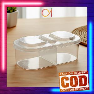 AI-C1390 Tempat Penyimpanan Transparan Dengan 2 Slot / Kotak Makanan 2 Sekat Container Box Plastik
