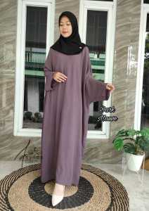 KV.GROSIR Abaya Gamis Polos Crinkle Airflow DINAR Batwing Terbaru | Dress Abaya Wanita Polos Crinkle Airflow