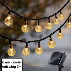 Dây Đèn Năng Lượng Mặt Trời Quả Cầu Bi Bọt Chống Nước Ngoài Trời 5m 12m 22m Đèn LED Decor Sân Vườn Quán Cafe Cực Chill