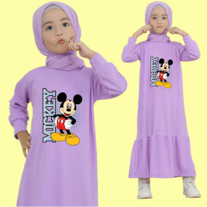 Baju dress anak motif sablon bahan Crincle airflow keinian
