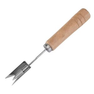 LINSBAYWU Stainless Steel Pineapple  Remover Multifunctional Wooden Handle Eye-digging Clip Fruit Tools Portable Pineapple Peeler Kitchen