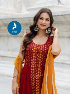 KAYA K-8587 PREMIUM SLIT KURTI SET – TOP BOTTOM & DUPATTA