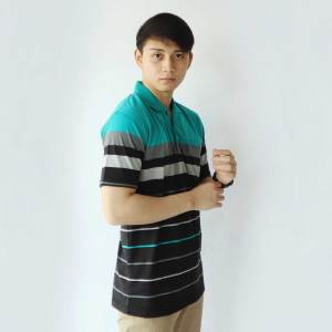 Liso wear - Kaos kerah pria distro salur stripe engineering saku lengan pendek 7886