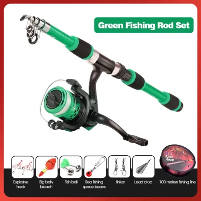 1.8M Fishing Rod Full Set Telescopic Fishing Rod 6 Sections Fishing Reel Fishing Accessories Kit Set