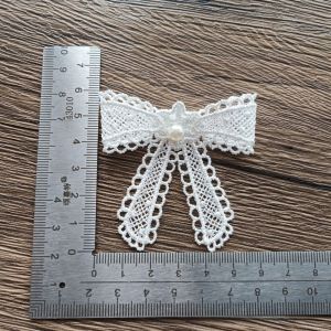 IFFINE Bowknot Lace Cloth Patch Heart Handmade DIY Sewing Accessories For Sew on Guipure Fabric Black Lace Applique Trim DIY Craft Accessories