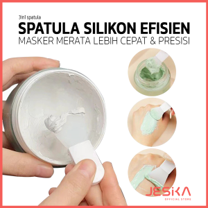 Kuas masker tools wajah 1 set 3pcs brush slim shape flat rata spatula mini 3in1 serbaguna with box silicon portable lembut make up facial face mask travel size