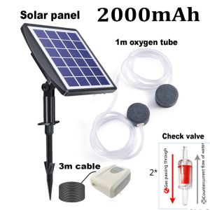 Portable Solar Fish Tank Air  Pump Outdoor Pond Oxygen Aerator 2000mAh 2600mAh  Emergency Oxygen