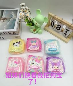 New Colorful Sequin Coin Purse Cartoon CuteChildrens Plush Bag Keychain Pendant Earphone Storage