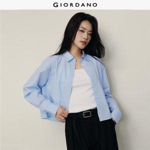Giordano Women 100% Cotton embroidery long sleeve loose shirt Free Shipping 05345144
