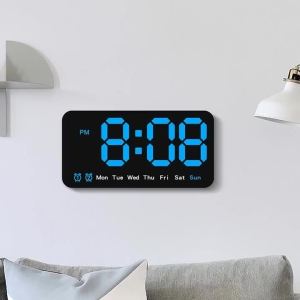 xpkQ Simple Digital Wall Clock Large Number Screen Alarm Week Display Adjustable Brightness Living Room Wall Clocks Household Decor 6B2Z9