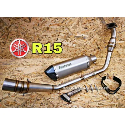 Yamaha R15 MT15 R15M Full System Exhaust + Power Boom Manifold Link Pipe Ekzos Muffler Akrapovic Bomb Sensor Adaptor