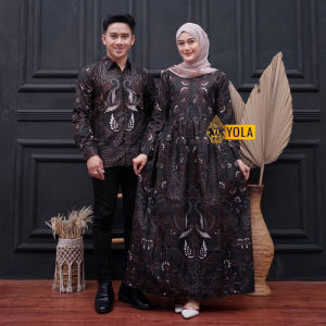 Paket Harga Sepasang Batik couple baju keluarga modern gamis wanita kemeja lengan panjang terlaris