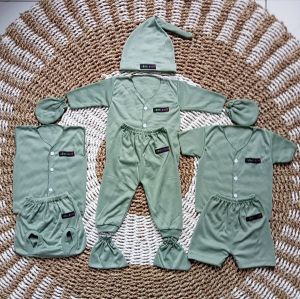 Paket Hemat 3 Setelan baju bayi lengan panjang pendekkutung + sartaki & kupluk Bayi Baru Lahir