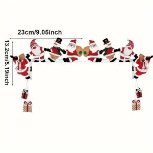 DewyBabe Wooden Christmas Door Corner Sign 3D Printed Santa Snowman Elk Door Frame Wall Decor