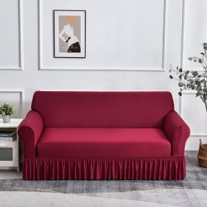 1/2/3/4 Seater Sofa Cover with Skirt Stretch Sofa Protector Removable Slipcover Armchair Cover Elastic Couch Cover