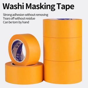 Orange 50Meters/Roll Strong Masking Tape No-trace Adhesive Crepe Paper Paint Protection General Purpose Masking Tape Car Painting
