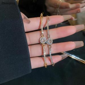 【ZP】 Flash Sale Cute Light Luxury Sparkling Adjustable Zircon Bracelets High Quality Fashion All-match Bangle For Women Wedding Jewelry Birthday Gift