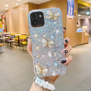 KONSMART Phone Case For Samsung Galaxy A03 A03s A02s A02 Bright Shiny Bling Glitter Star Space With Crystal Butterfly Casing For Samsung A03 Soft TPU Case