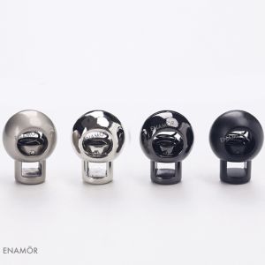 PREMIUM SILVER PLATED SINGLE HOLE ROUND BALL TOGGLE STOPPER DRAWSTRING CORD LOCK