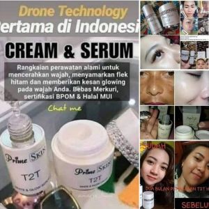 T2T Primeskin whitening set (serum dan krim) mencerahkan alamiglowingherbal