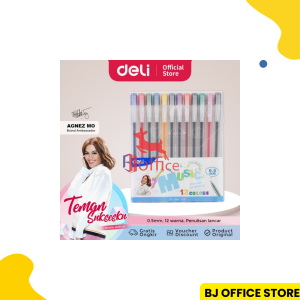 Deli Color Gel Pen isi 12 Warna - G19 / Pulpen Gel (1 SET)