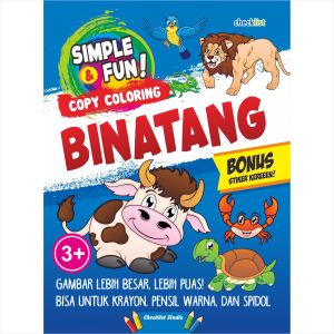 Buku Mewarnai Anak Simple Fun Copy Coloring Binatang Bonus Stiker