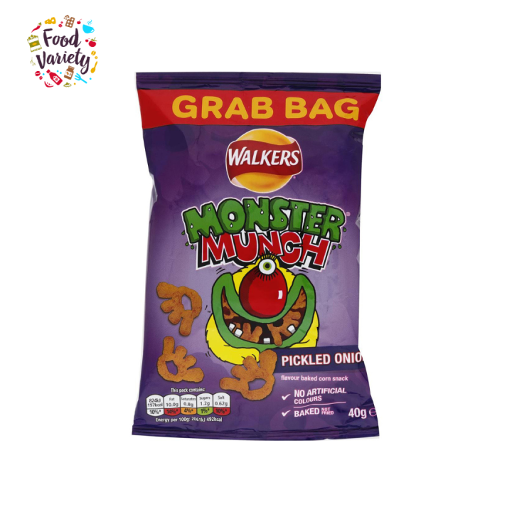 Walkers Monster Munch Pickled Onion Snacks 40g วอล์คเกอร์ส มอนสเตอร์ ...