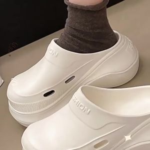 [Free Shipping] 8.0 Ultra-High Heel Thick-Soled Closed-Toe Slippers For Women Summer Outdoor Wear Non-Slip Height-Increasing New High-End Beach Clogs