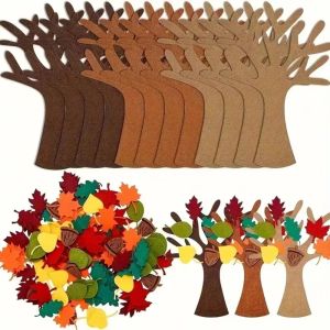 STYLETENK 96Pcs Felt Material Felt Tree Craft Kit Maple Leaf Shape DIY Craft Felt Tree Board Creative Bulletin Board Structure Kids Craft Toy For Kids