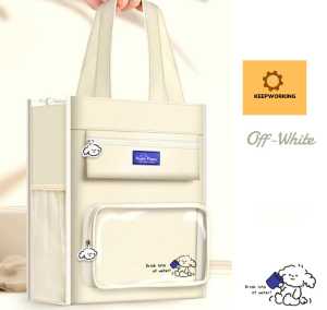 KW Student Tote Bag Waterproof Large Capacity Book Bag School Tutorial Bag Hand-Carrying Student Tote