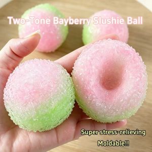 BEIBEI Slow Rebound Crispy Squishy Toy Slow Rising Crinkling Sound Squeeze Ball Fidget Toy Double Color Crispy Skin Ball Daily Calming