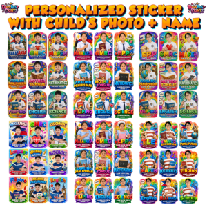 PERSONALIZED SUBJECT STICKER WITH CHILDS PHOTO AND NAME HIGH QUALITY SCRATCH PROOF SUBJECT STICKER WITH NAME LABEL