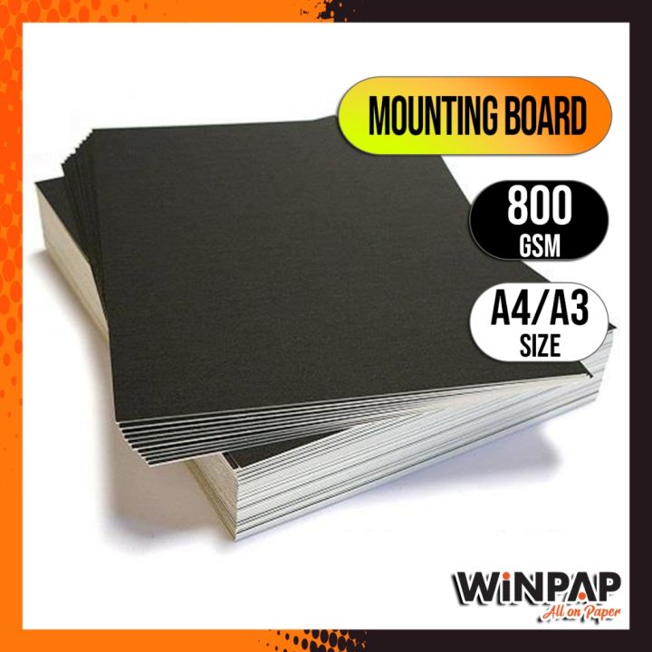 WPP Mounting Board (5pcs, A4/A3 Size) Black Mounting Board, A4 Mounting