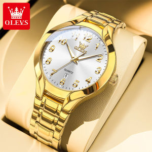 OLEVS watch for men original waterproof fashioni round dial luminous calendar gold watch relo for men