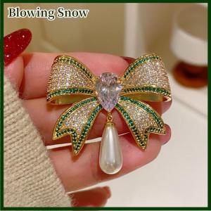 Blowing เข็มกลัดติดโบว์ประดับพลอยเทียมอารมณ์สำหรับผู้หญิงแฟชั่นสาวๆเข็มกลัดชุดสูทหรูหราของขวัญเสื้อผ้า