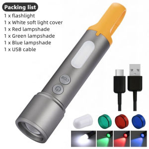 Alonefire Z8 Zoomable LED Flashlight Red Green Blue White Handheld Torch Multi-function Camping Flashlight