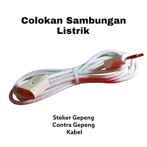 Colokan Kabel Sambungan Listrik Panjang Kabel 3 Meter + Contra + Steker